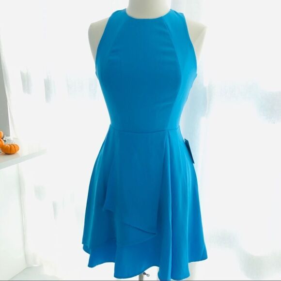 Adelyn Rae Fit & Flare Draped Party Dress NWT Nordstrom in Turquoise Blue - Picture 1 of 12